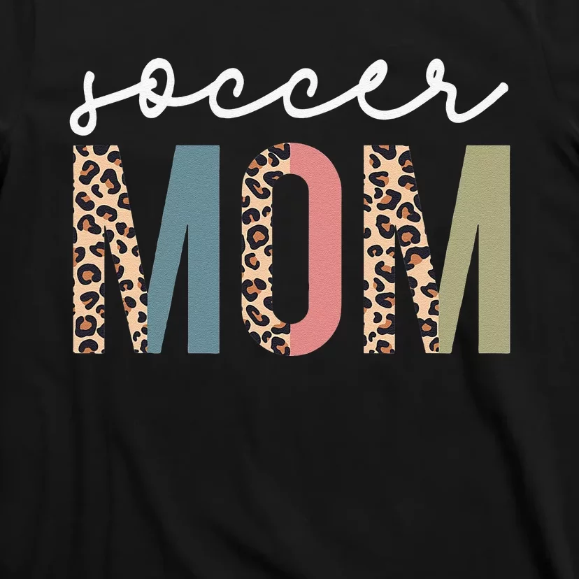 Soccer Mom Cute Mom Life Game Day Cheer leopard T-Shirt