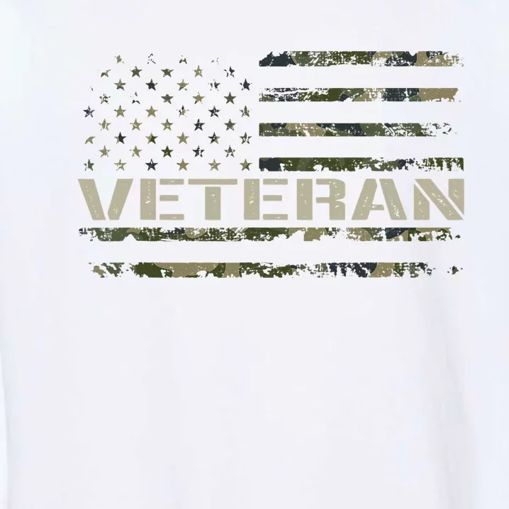 Soldier Military Camo Veteran American Flag Garment-Dyed Sweatshirt