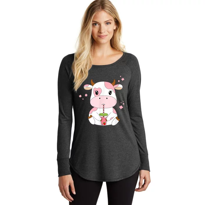 Cute Pink Strawberry Cow Print Kawaii Aesthetic' Women's T-Shirt