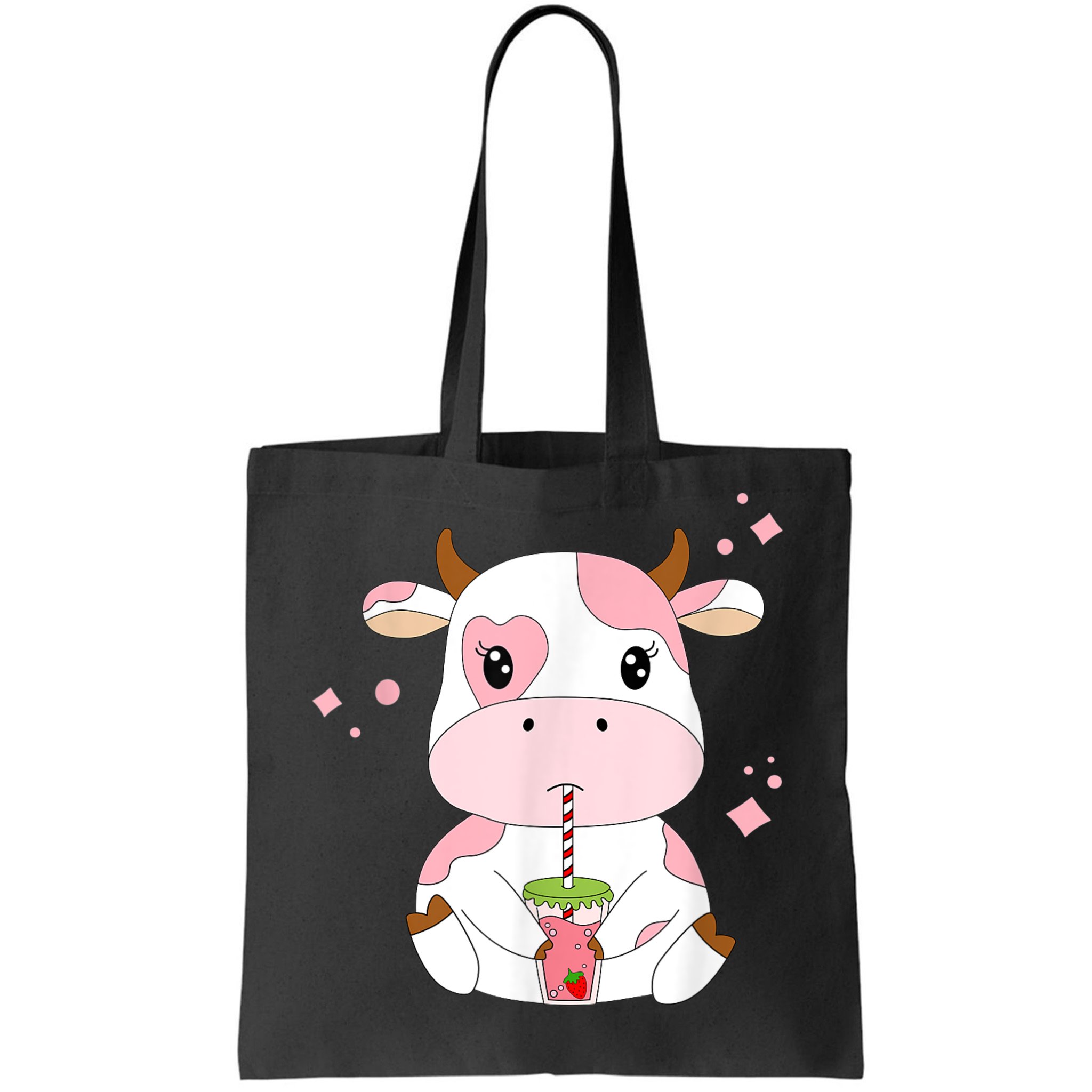 Kawaii School Bag with Cute Milk Cow Accessories, Kawaii Pins for