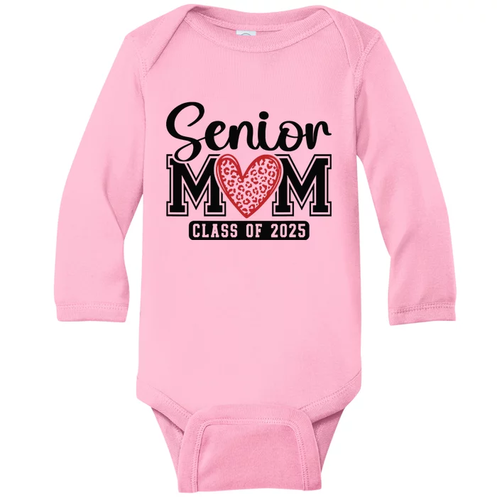 Senior Mom Class Of 2025 Graduation Vintage School Spirit Baby Long Sleeve Bodysuit