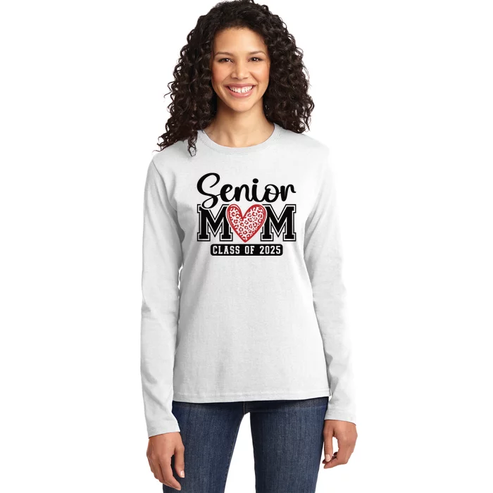 Senior Mom Class Of 2025 Graduation Vintage School Spirit Ladies Long Sleeve Shirt