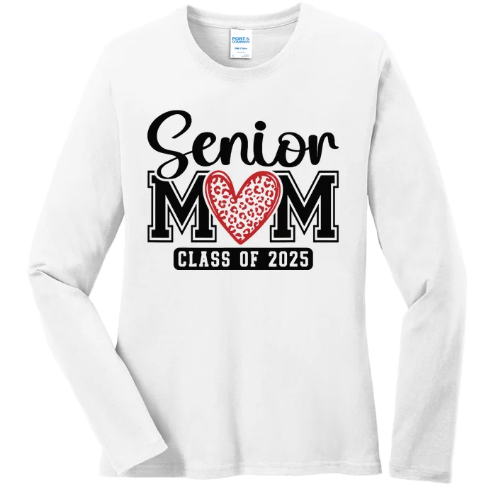 Senior Mom Class Of 2025 Graduation Vintage School Spirit Ladies Long Sleeve Shirt