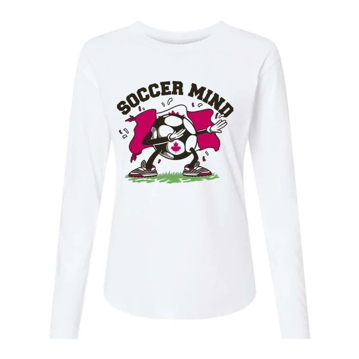 Soccer Mind Canadian Flag Sport Womens Cotton Relaxed Long Sleeve T-Shirt