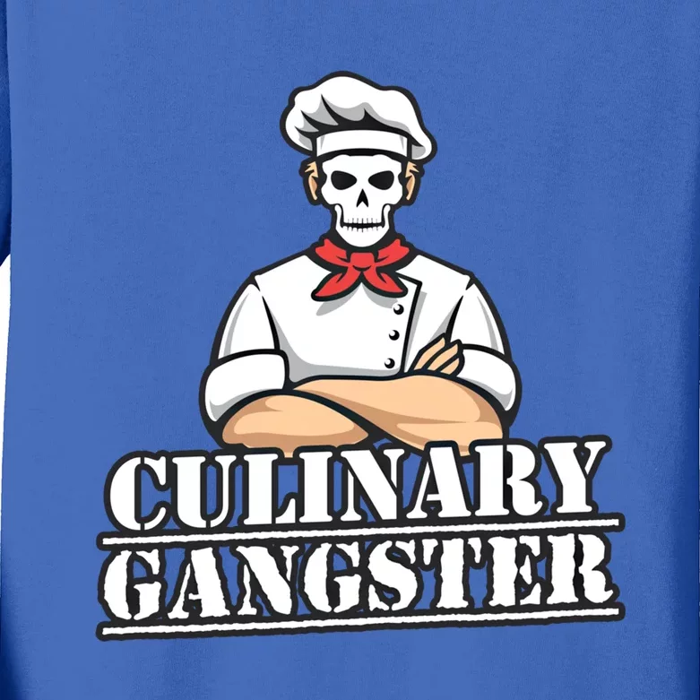 Skull Master Chef Culinary Gangster Funny Gift Kids Long Sleeve Shirt