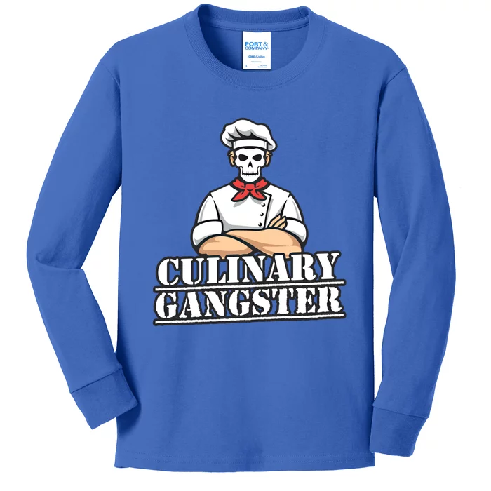 Skull Master Chef Culinary Gangster Funny Gift Kids Long Sleeve Shirt