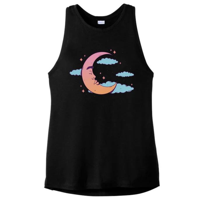 Sleeping Moon Cloud Ladies Tri-Blend Wicking Tank