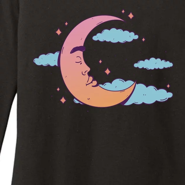 Sleeping Moon Cloud Womens CVC Long Sleeve Shirt