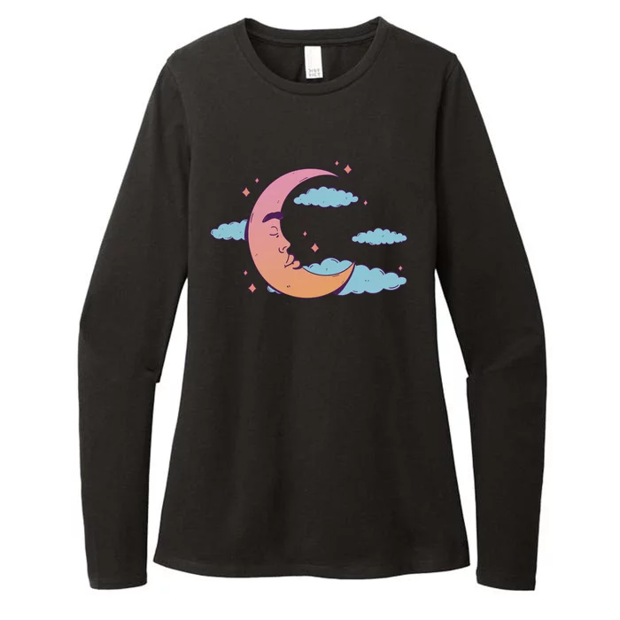 Sleeping Moon Cloud Womens CVC Long Sleeve Shirt