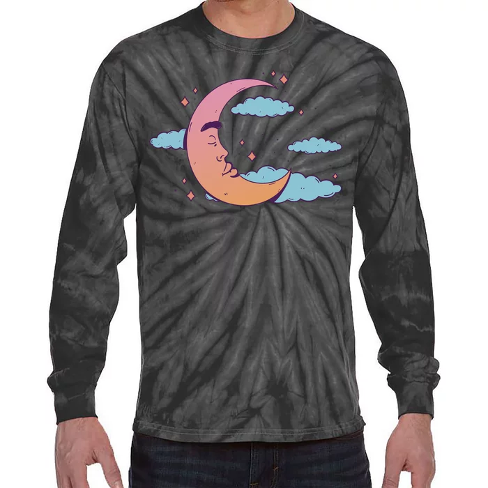 Sleeping Moon Cloud Tie-Dye Long Sleeve Shirt