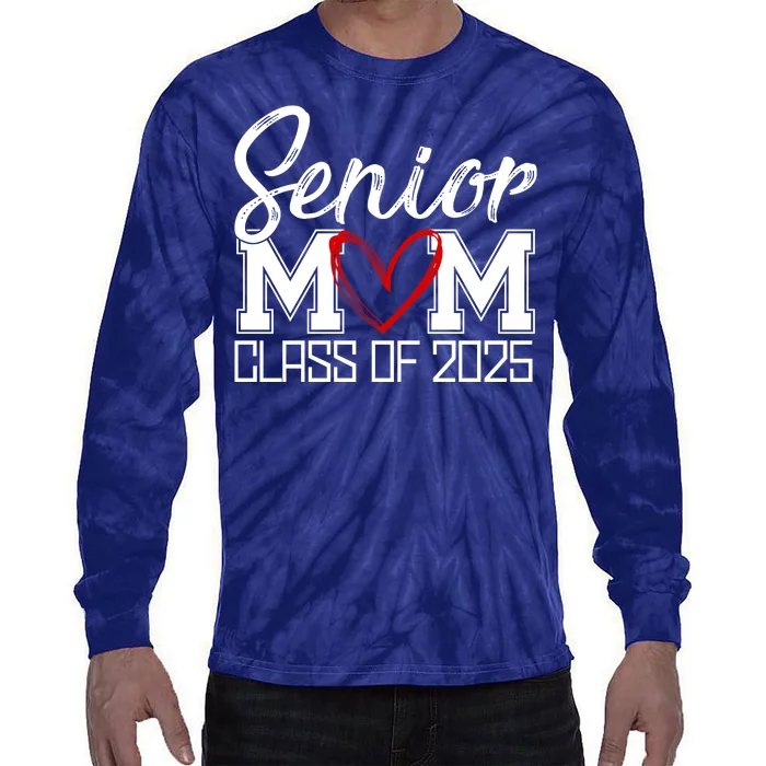 Senior Mom Class Of 2025 Heart Tie-Dye Long Sleeve Shirt