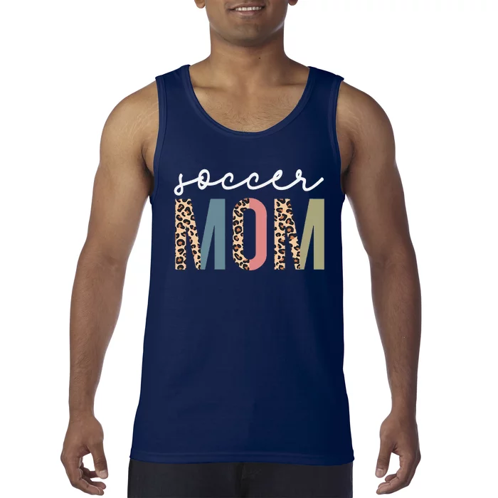 Soccer Mom Cute Mom Life Soccer Game Day Cheer Mom Leopard Tank Top