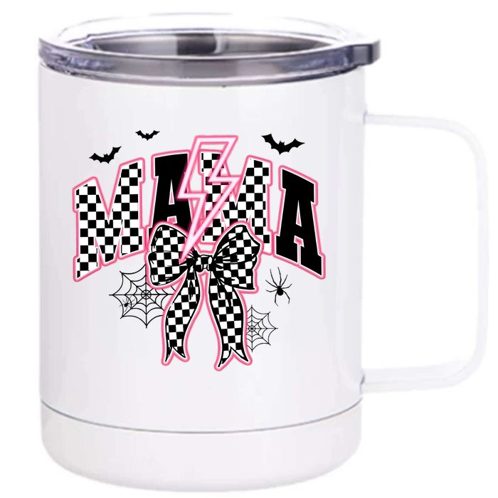 Spooky Mama Coquette Bow Halloween Front & Back 12oz Stainless Steel Tumbler Cup