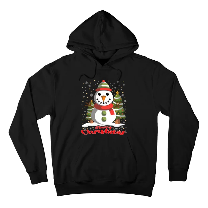 Snowman Merry Christmas Tree Snowflakes Cute Funny Hoodie