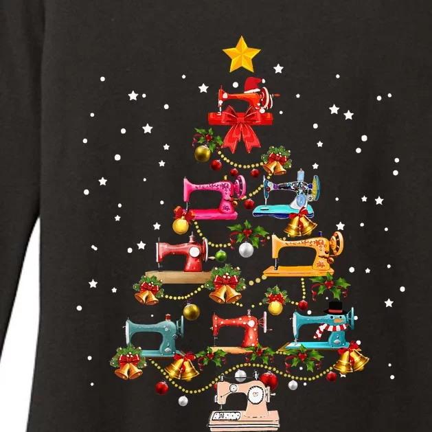 Sewing Machine Christmas Tree Christmas Ornament Womens CVC Long Sleeve Shirt