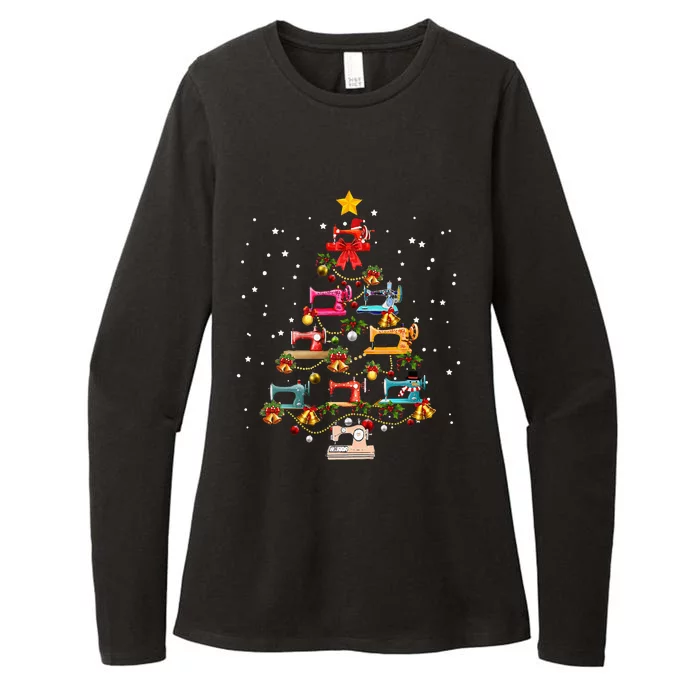 Sewing Machine Christmas Tree Christmas Ornament Womens CVC Long Sleeve Shirt