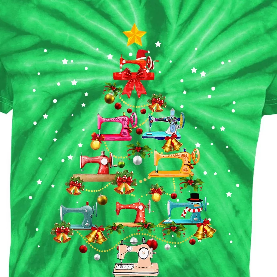 Sewing Machine Christmas Tree Christmas Ornament Kids Tie-Dye T-Shirt