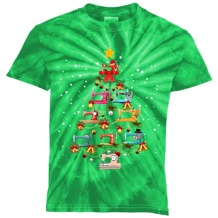 Sewing Machine Christmas Tree Christmas Ornament Kids Tie-Dye T-Shirt