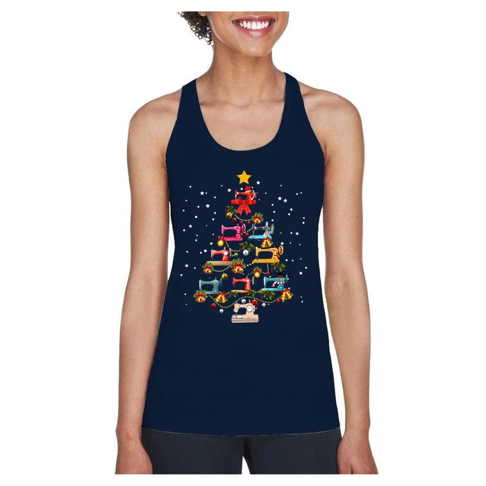 Sewing Machine Christmas Tree Christmas Ornament Women's Racerback Tank