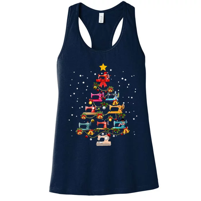 Sewing Machine Christmas Tree Christmas Ornament Women's Racerback Tank