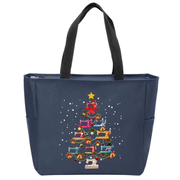 Sewing Machine Christmas Tree Christmas Ornament Zip Tote Bag