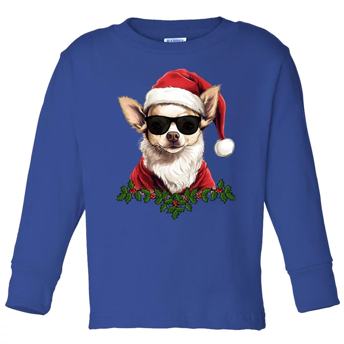 Sassy Mexican Chihuahua Santa Xmas Cool Chihuahua Christmas Gift Toddler Long Sleeve Shirt