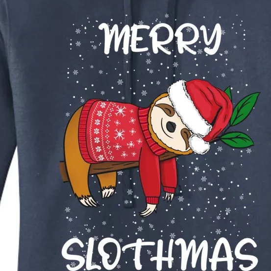 Sloth Merry Christmas Santa Sloth Merry Slothmas Cool Gift Women's Pullover Hoodie