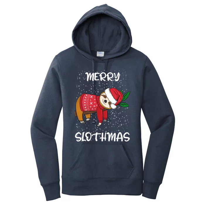 Sloth Merry Christmas Santa Sloth Merry Slothmas Cool Gift Women's Pullover Hoodie