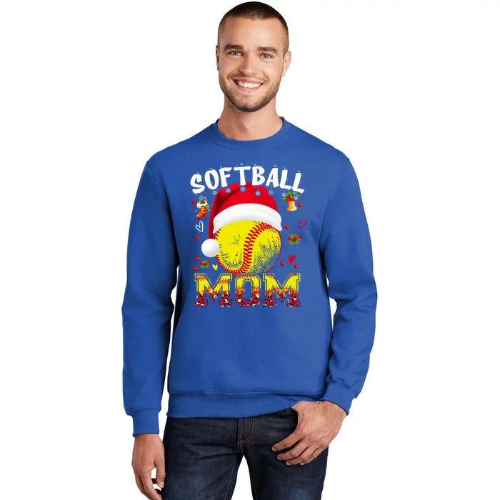 Softball Mom Christmas Santa Hat Softball Ball Xmas Mama Gift Sweatshirt