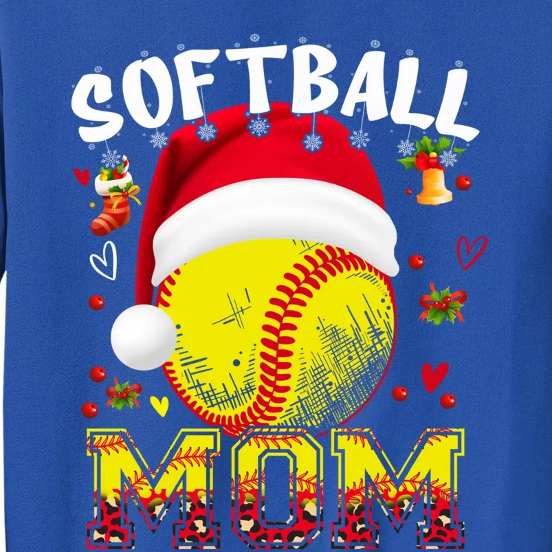 Softball Mom Christmas Santa Hat Softball Ball Xmas Mama Gift Tall Sweatshirt