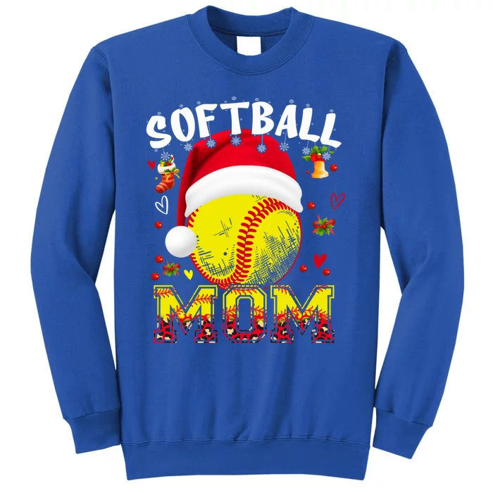 Softball Mom Christmas Santa Hat Softball Ball Xmas Mama Gift Tall Sweatshirt