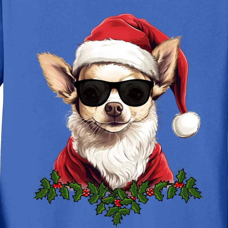 Sassy Mexican Chihuahua Santa Xmas Cool Chihuahua Christmas Gift Kids Long Sleeve Shirt