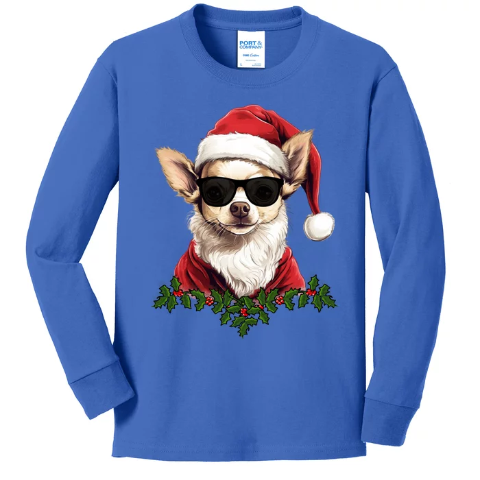 Sassy Mexican Chihuahua Santa Xmas Cool Chihuahua Christmas Gift Kids Long Sleeve Shirt