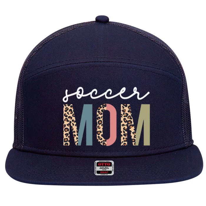 Soccer Mom Cute Mom Life Soccer Game Day Cheer Mom Leopard 7 Panel Mesh Trucker Snapback Hat