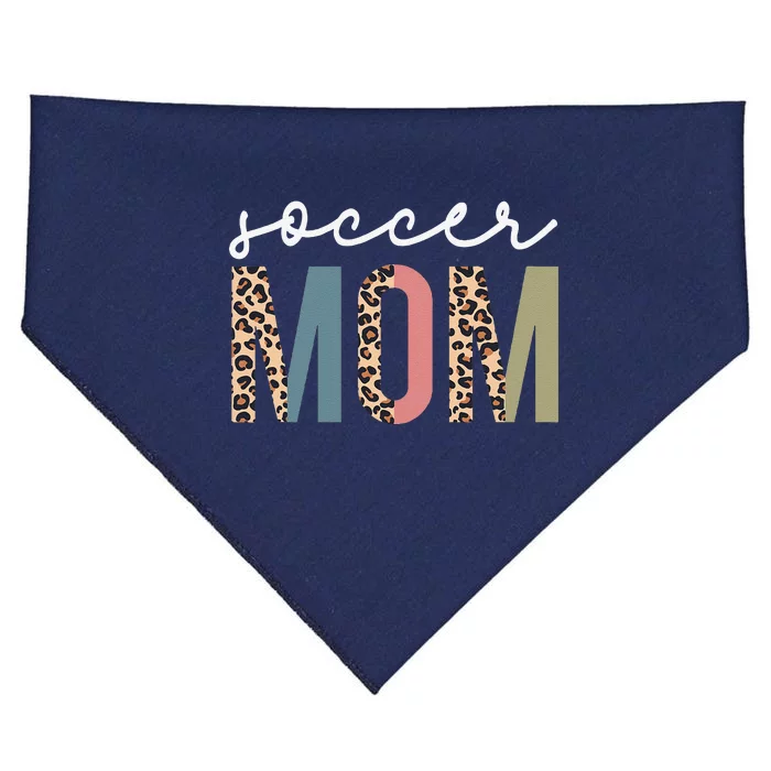 Soccer Mom Cute Mom Life Soccer Game Day Cheer Mom Leopard USA-Made Doggie Bandana