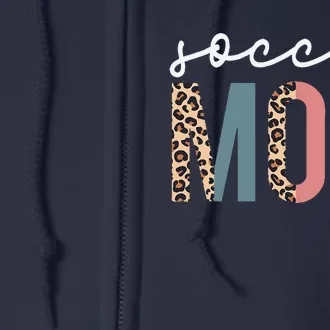 Soccer Mom Cute Mom Life Soccer Game Day Cheer Mom Leopard Full Zip Hoodie