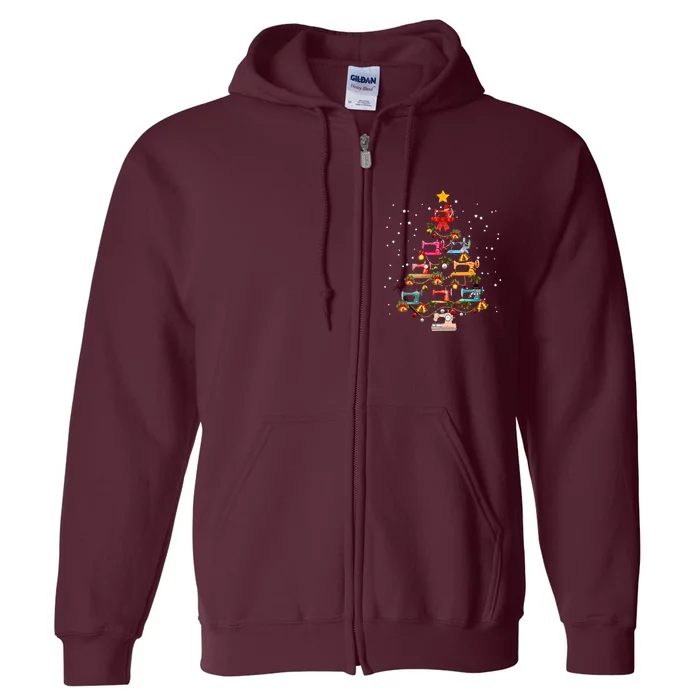 Sewing Machine Christmas Tree Christmas Ornament Full Zip Hoodie