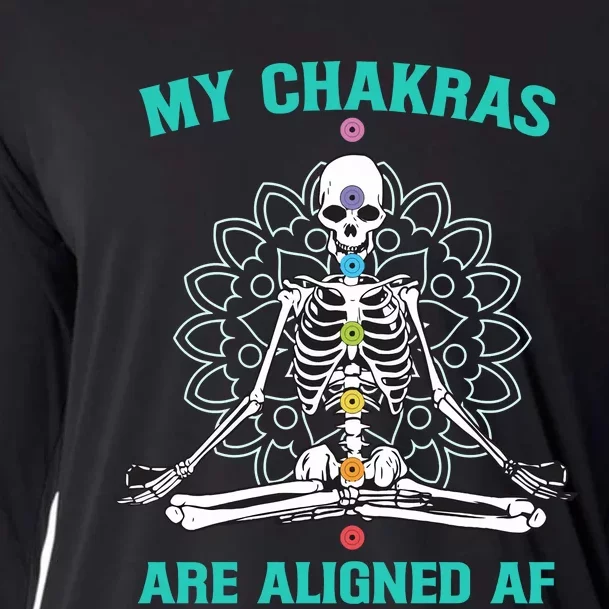 Skeleton My Chakras Are Aligned Af Cooling Performance Long Sleeve Crew