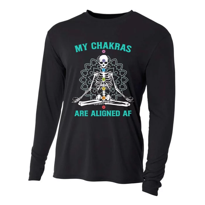 Skeleton My Chakras Are Aligned Af Cooling Performance Long Sleeve Crew