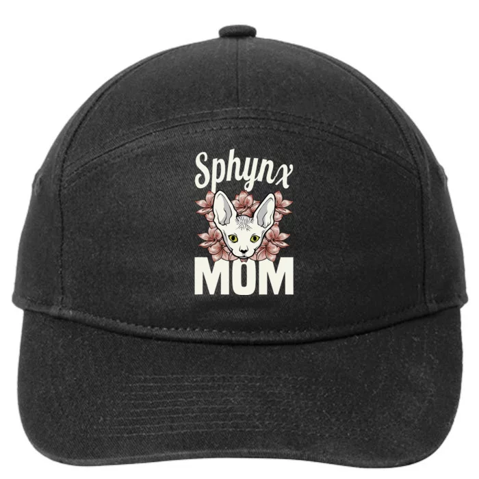 Sphinx Mom Cat Lover Sphynx Hairless Mother Breed Naked Cat 7-Panel Snapback Hat