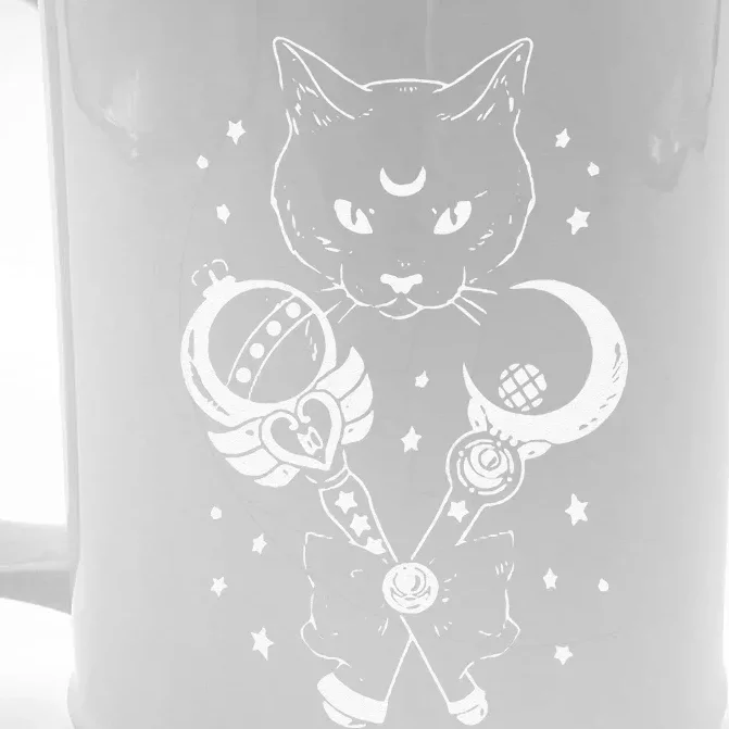 Sailor Meow Cute Moon Cat Space Magic Gothic Halloween Front & Back Beer Stein