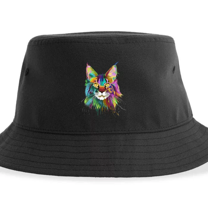 Splash Maine Coon Cat Sustainable Bucket Hat