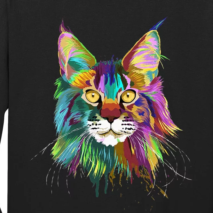 Splash Maine Coon Cat Tall Long Sleeve T-Shirt