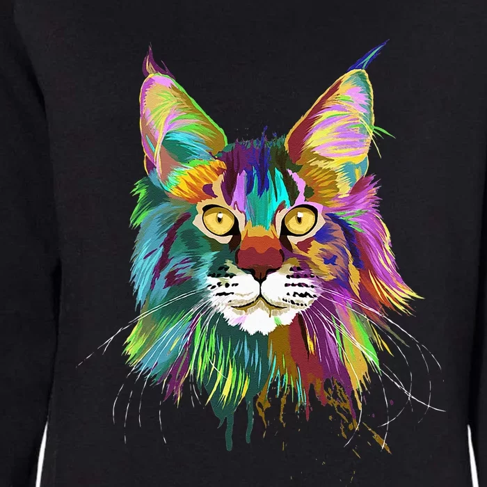 Splash Maine Coon Cat Womens California Wash Sweatshirt