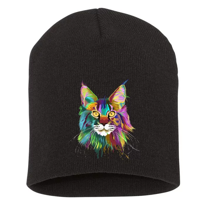 Splash Maine Coon Cat Short Acrylic Beanie