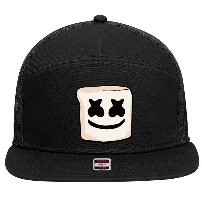 Sweet Marshmallow Creepy Face Mello Drip Smores Camping 7 Panel Mesh Trucker Snapback Hat