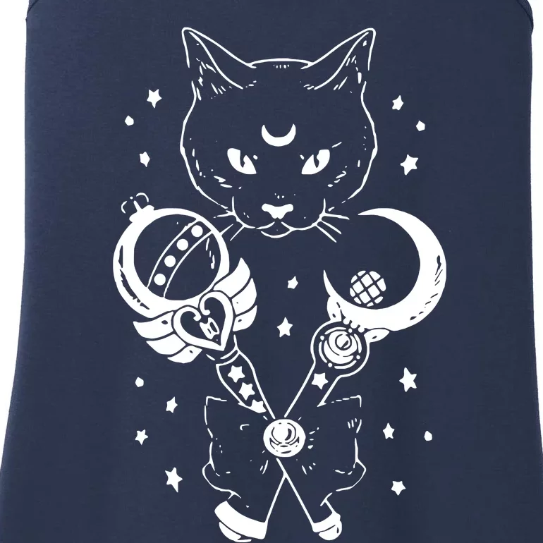 Sailor Meow Cute Moon Cat Space Magic Gothic Halloween Ladies Essential Tank