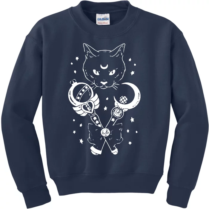 Sailor Meow Cute Moon Cat Space Magic Gothic Halloween Kids Sweatshirt