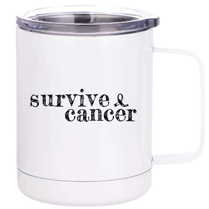 Survive Melanoma Cancer Survivor Wear Black Ribbon Vintage Gift Front & Back 12oz Stainless Steel Tumbler Cup