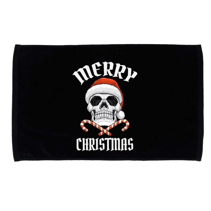 Skull Merry Christmas Gift Skeleton Funny Santa Rocker Gift Microfiber Hand Towel